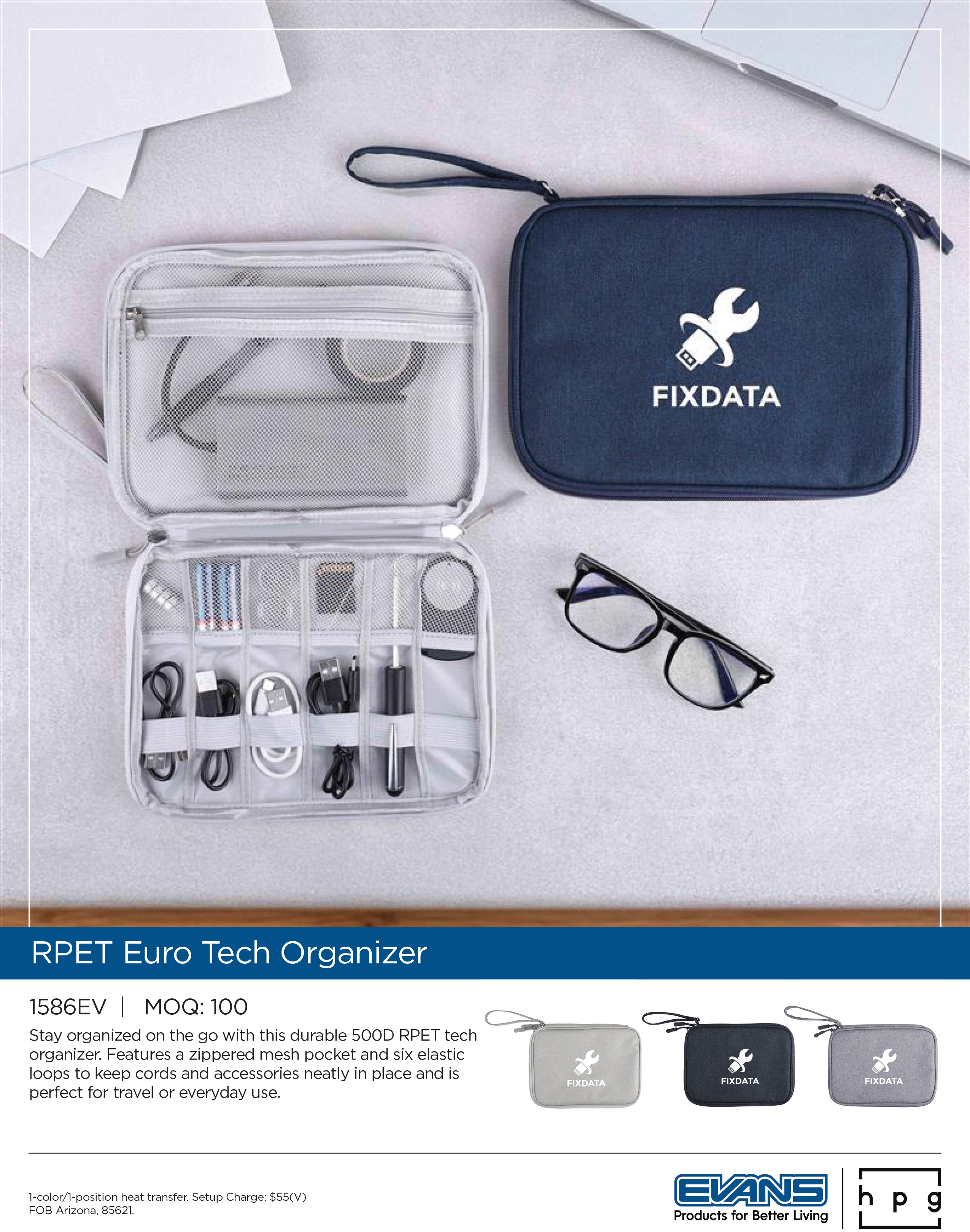 1586EV RPET Euro Tech Organizer