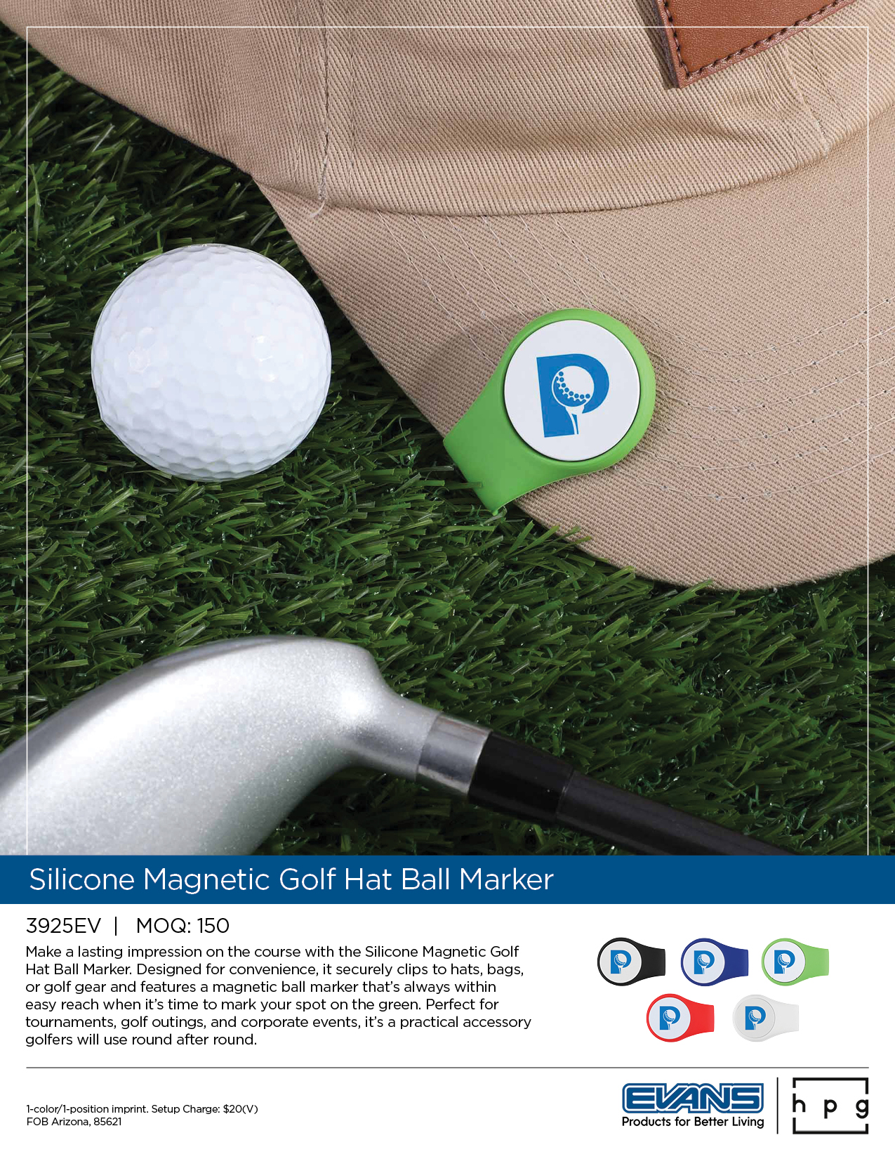 3925EV Silicone Magnetic Golf Hat Ball Marker