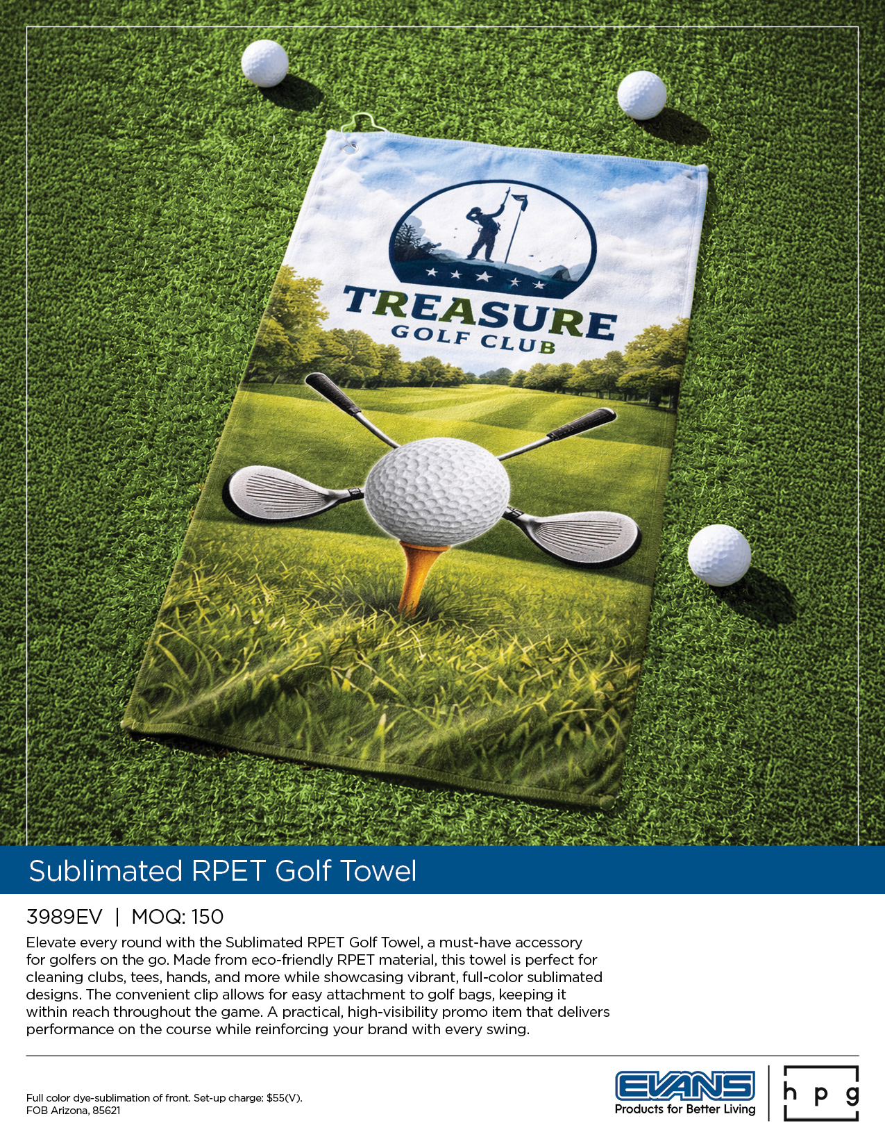 3989EV Sublimated RPET Golf Towel