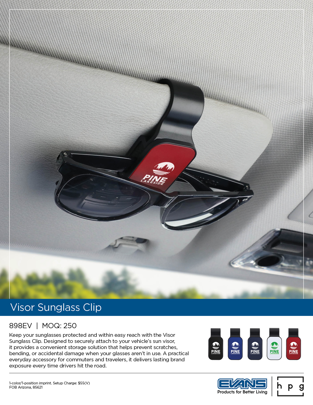 898EV Visor Sunglass Clip