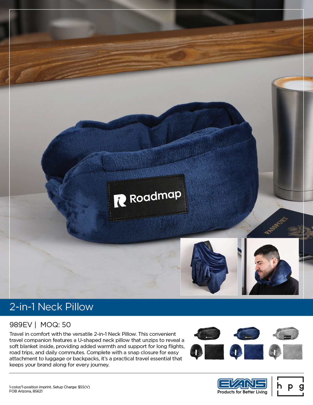 989EV 2 in 1 Neck Pillow
